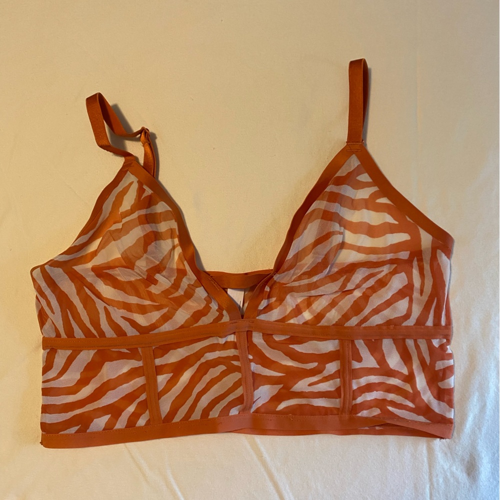Auden Sheer Bralette with Orange Zebra Pattern